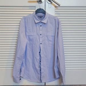 Mens Large Elie Tahari Blue Striped Button Down Shirt